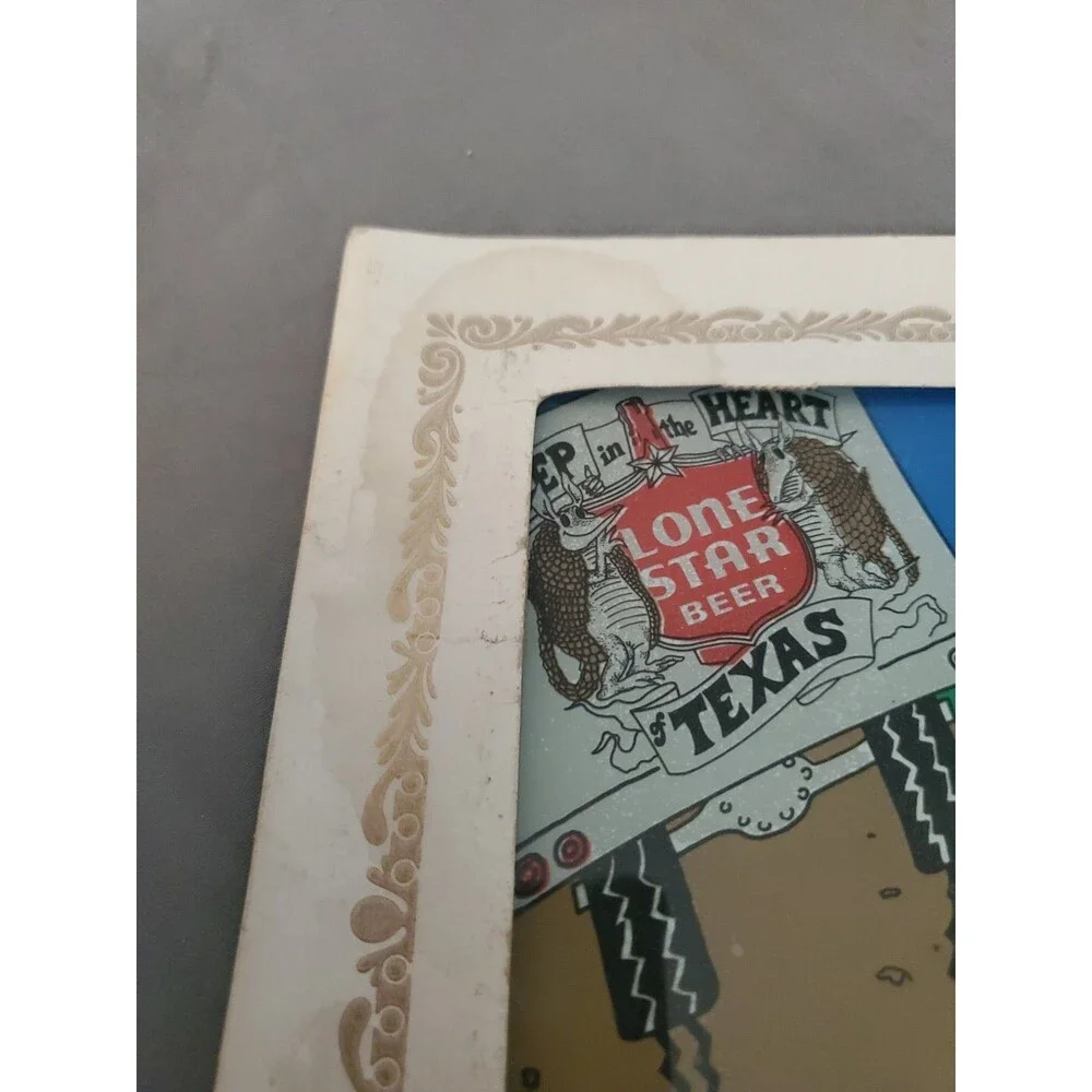 Vintage Lone Star Beer Carnival Glass Mirror 6x6